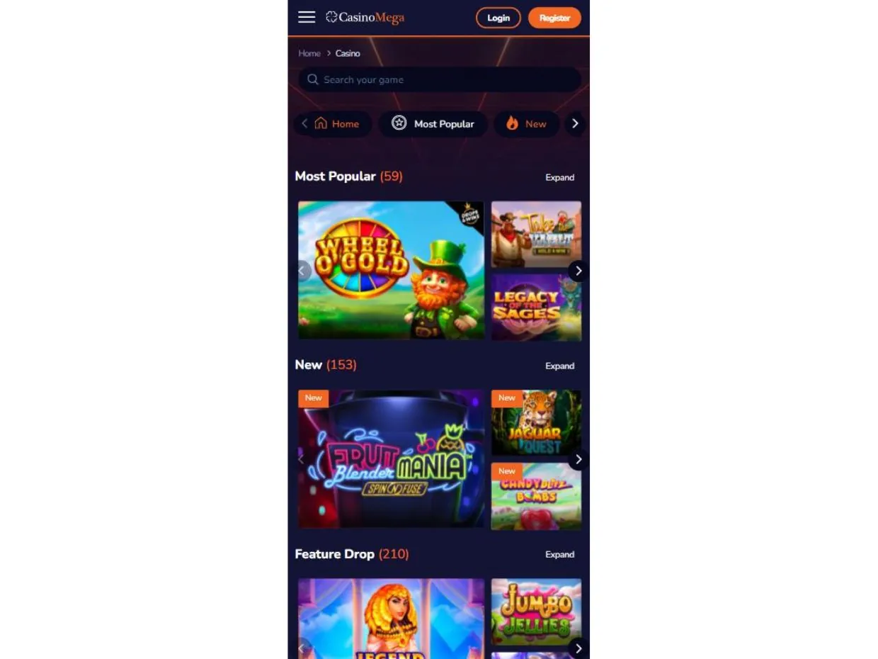 Enjoy CasinoMega on Mobile