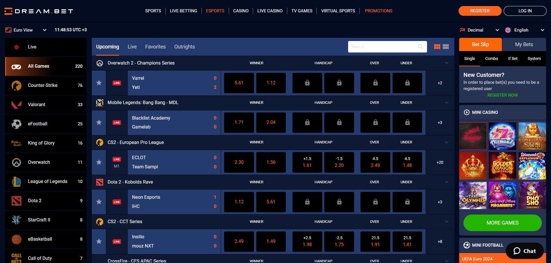 DreamBet Esports Screen