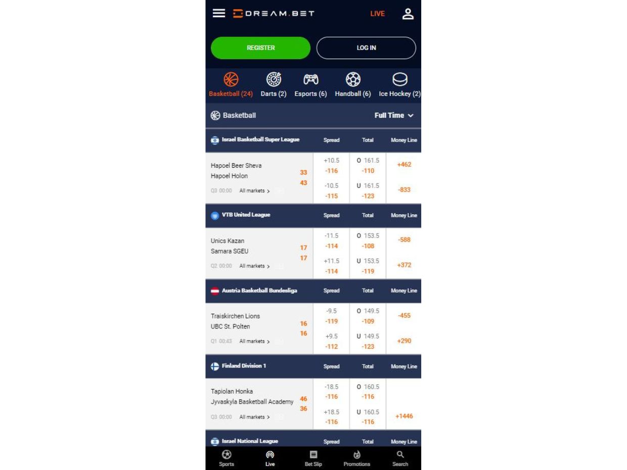 Experience Live Betting on DreamBet Mobile