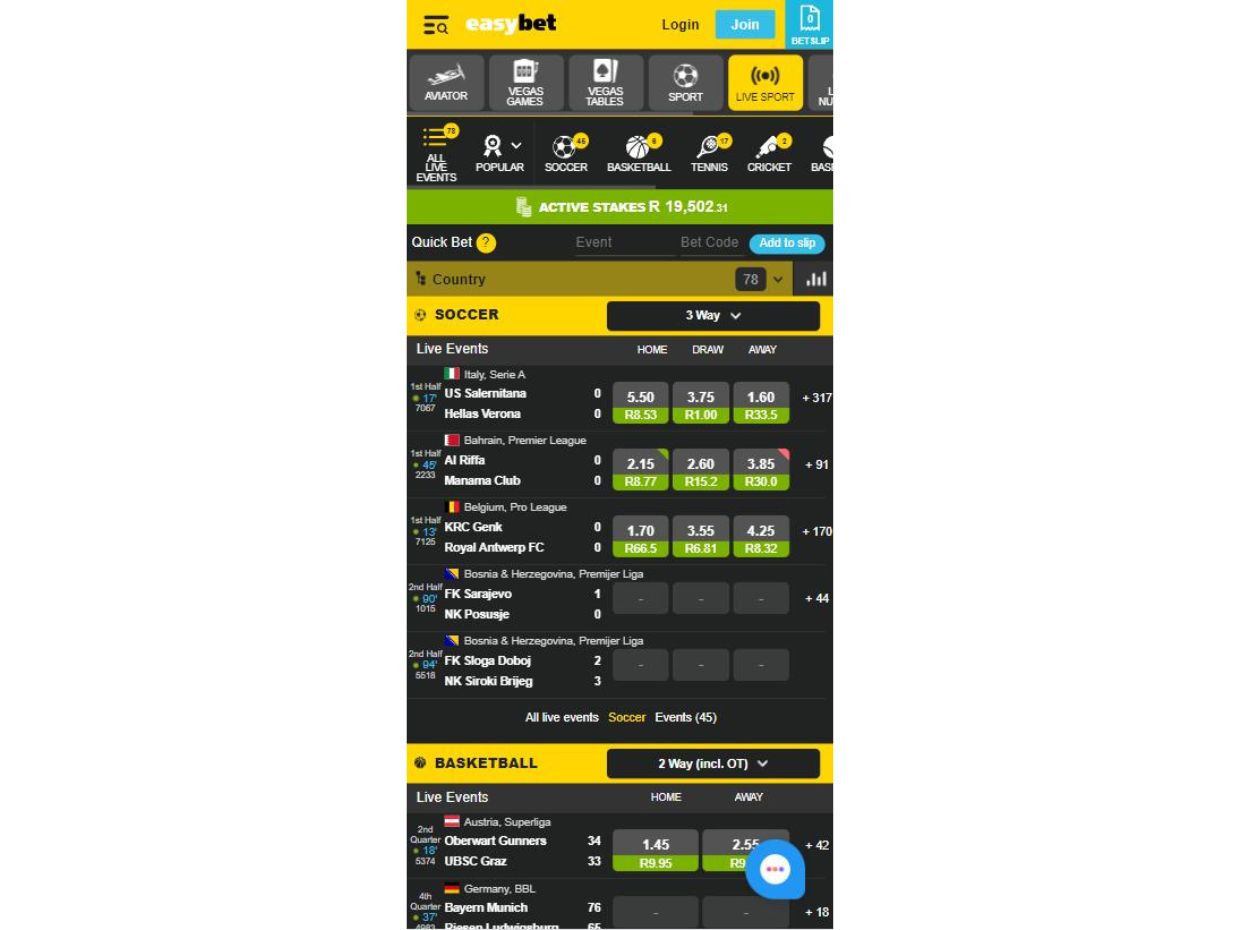 Live Betting Experience On EasyBet Mobile