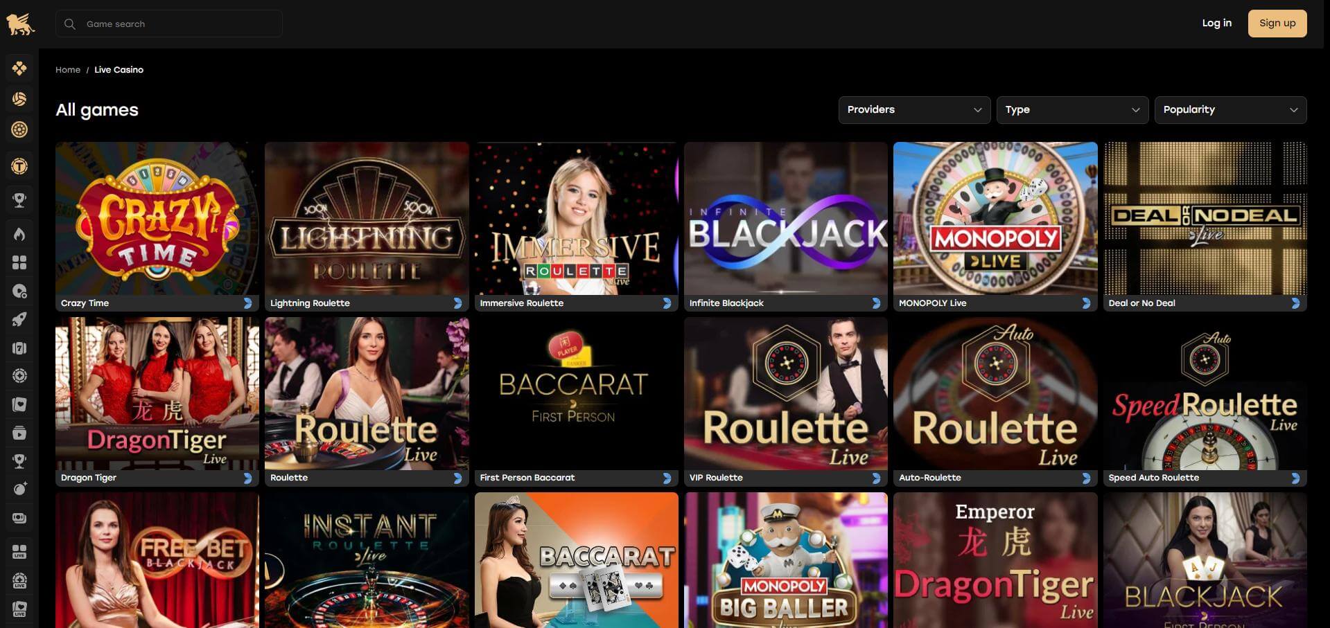 Fairspin Casino Live Screen