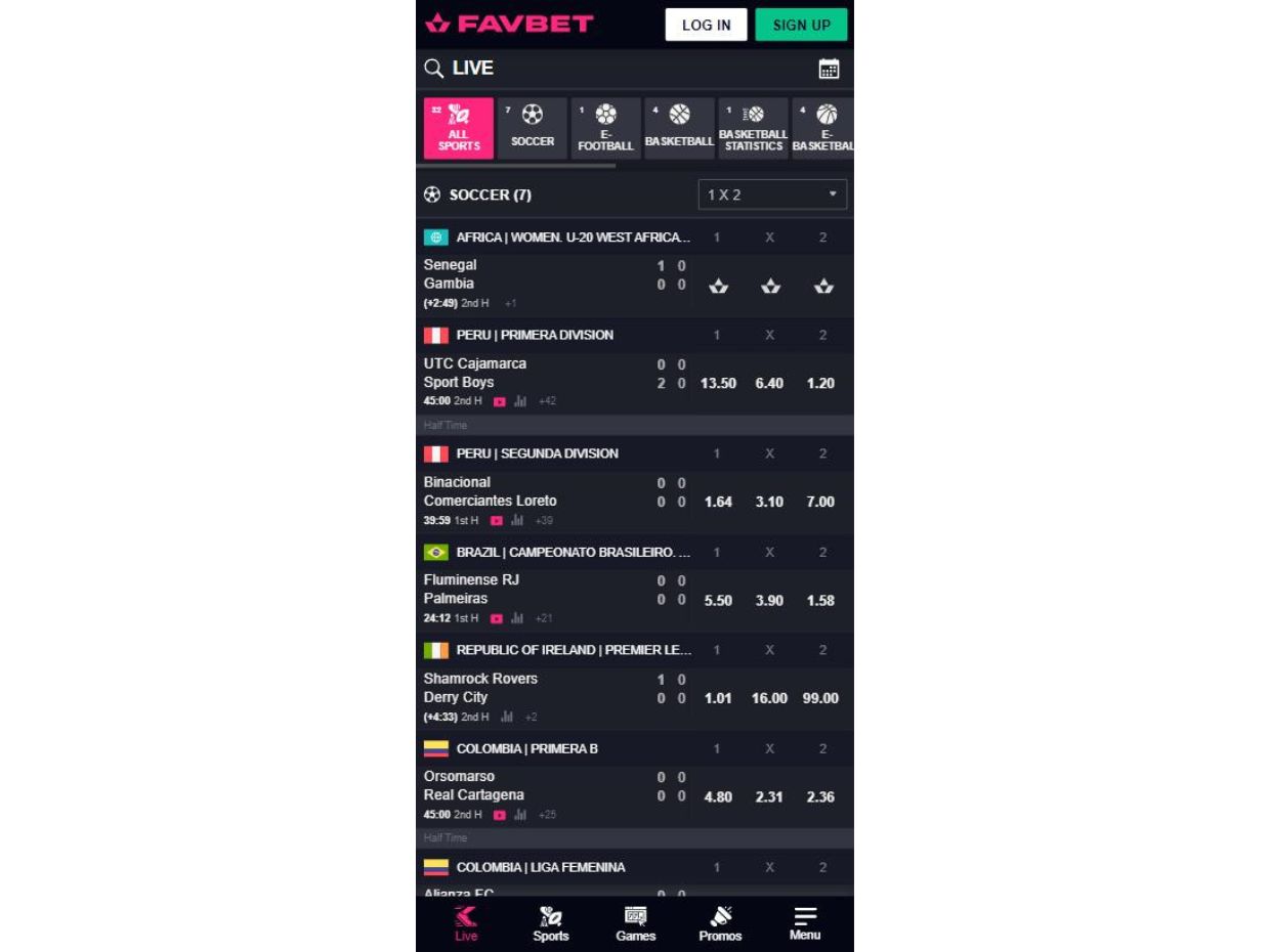 FavBet Live Betting on Mobile