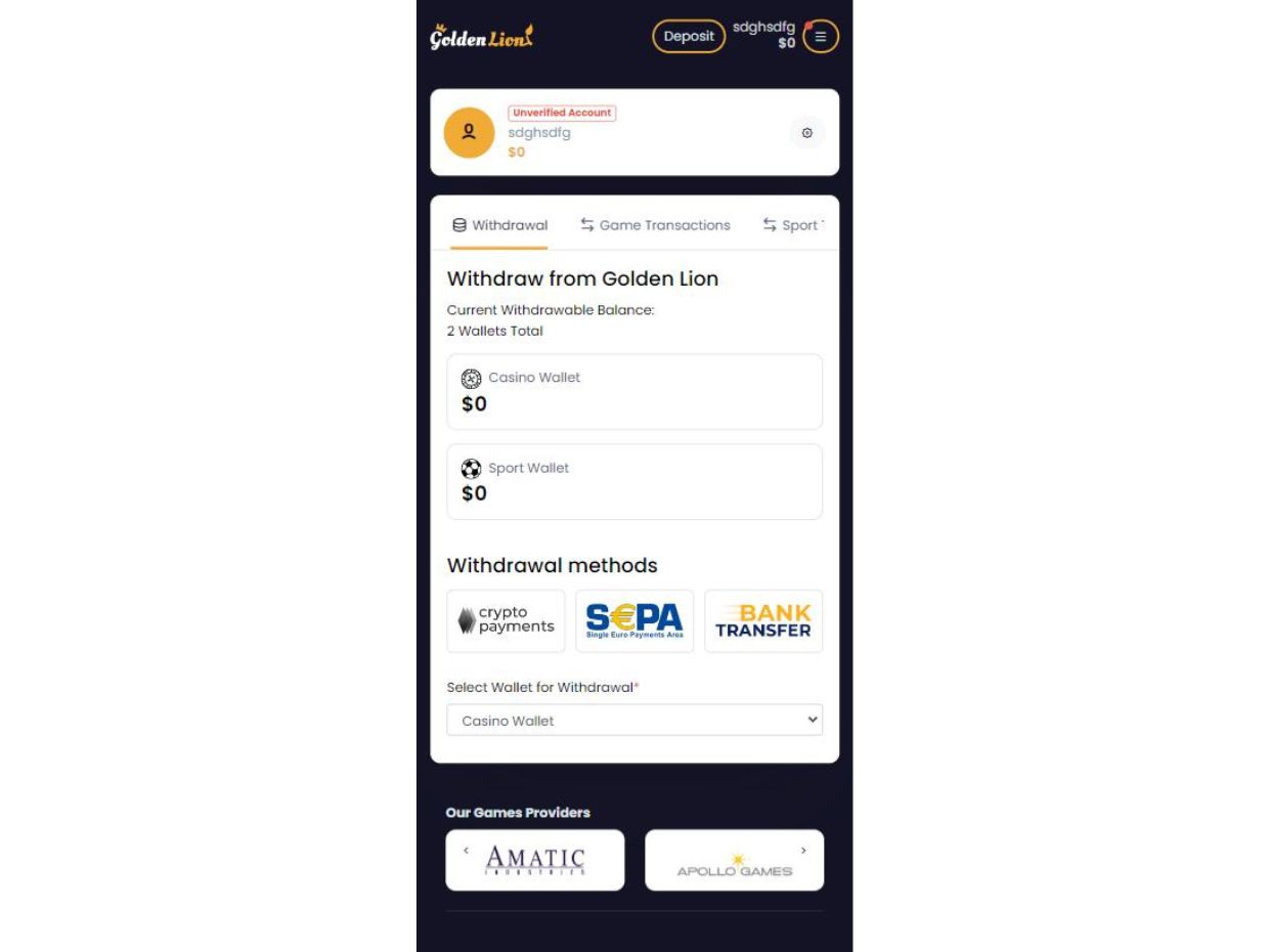How To Withdraw Funds On GoldenLion Mobile