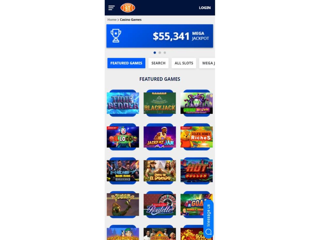 GTbets Mobile Casino Gameplay