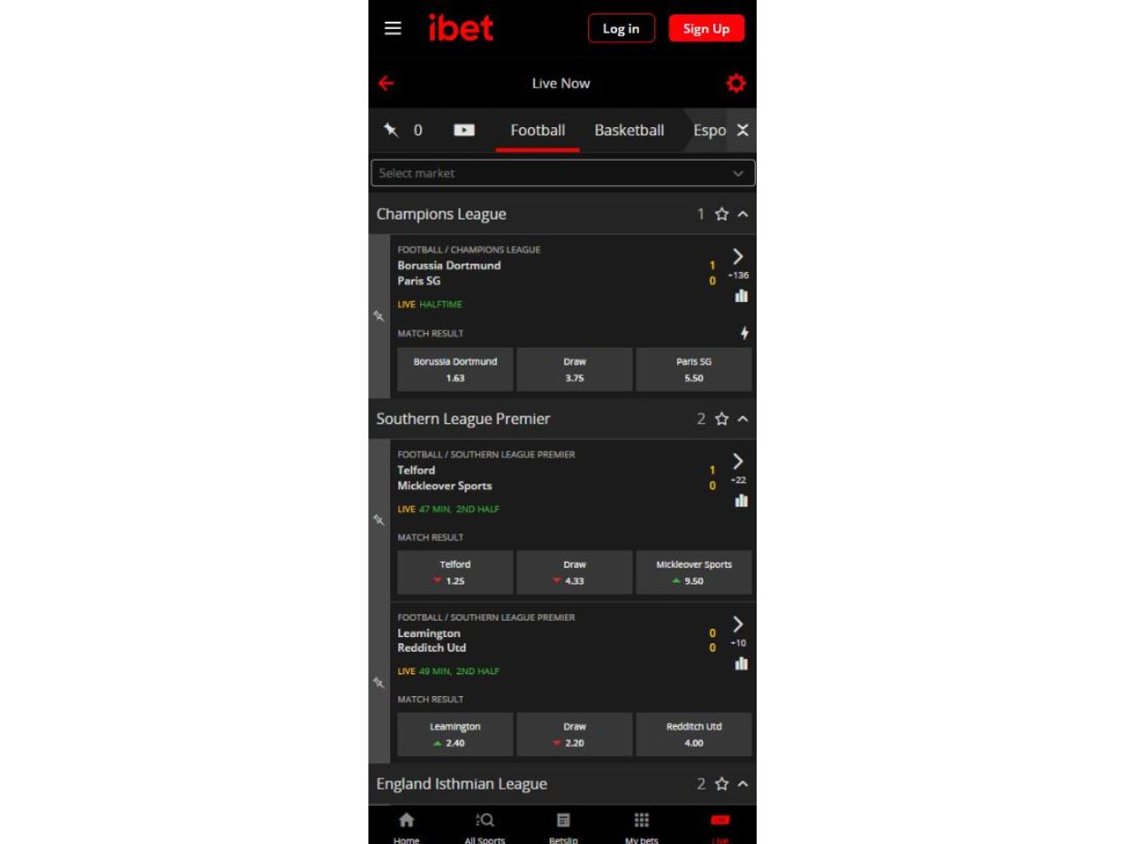 Live Betting Options On iBet Mobile