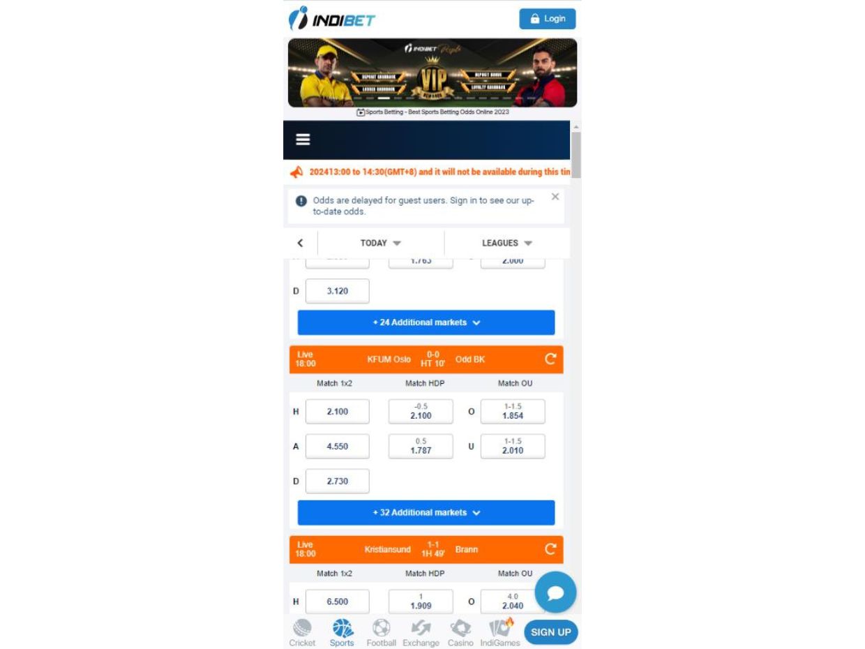 IndiBet Live Betting on Mobile