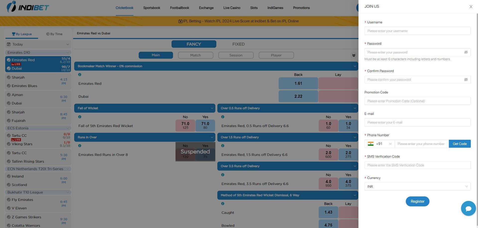 Register for IndiBet Account