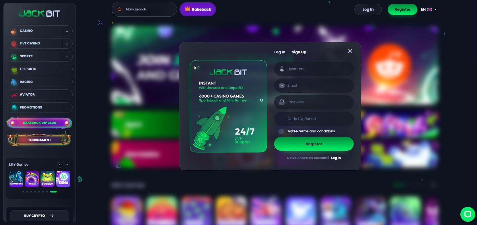 New User Sign-Up On JackBit