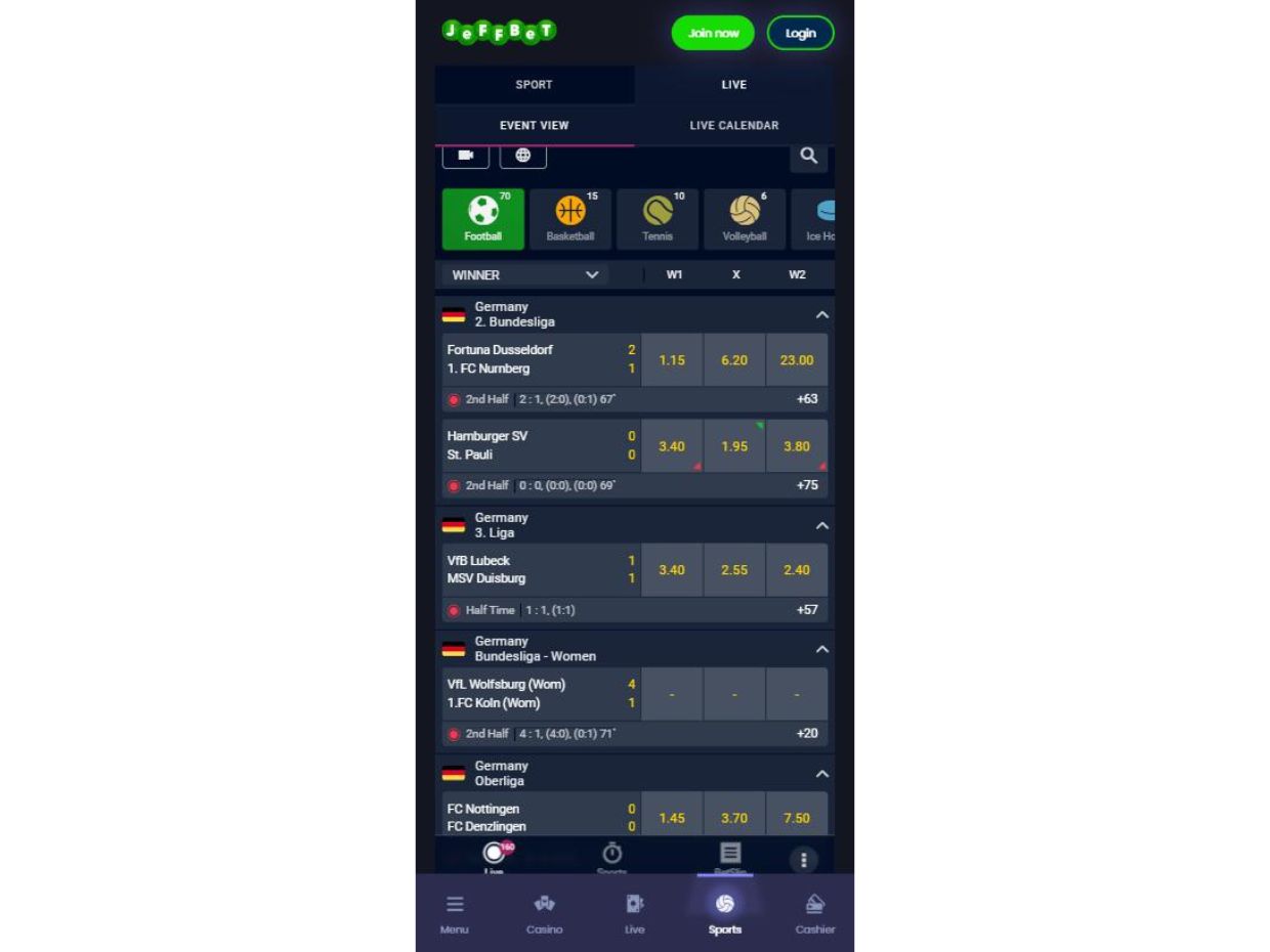 JeffBet Mobile Version For Seamless Live Betting Action