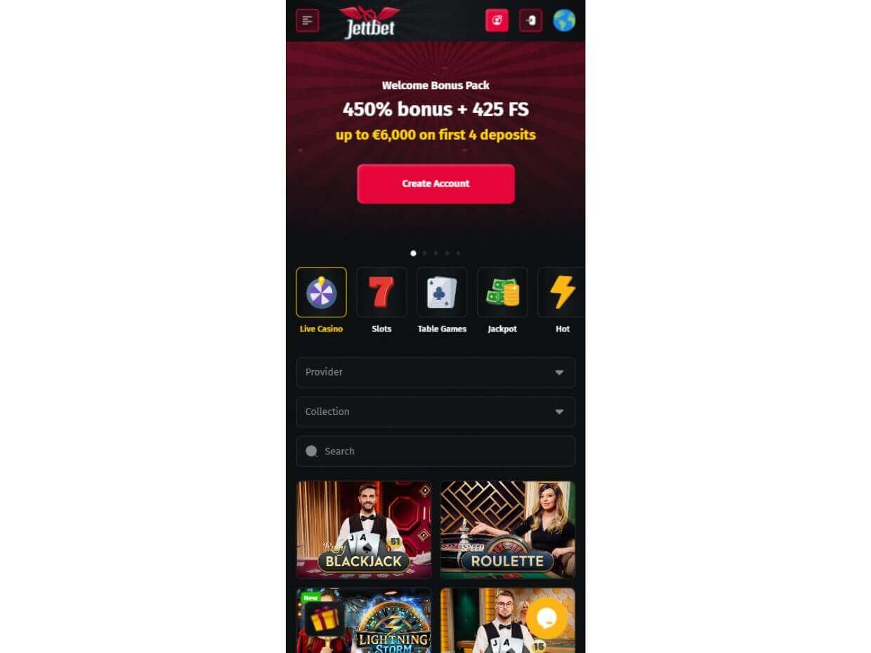 Mobile Live Casino Jettbet