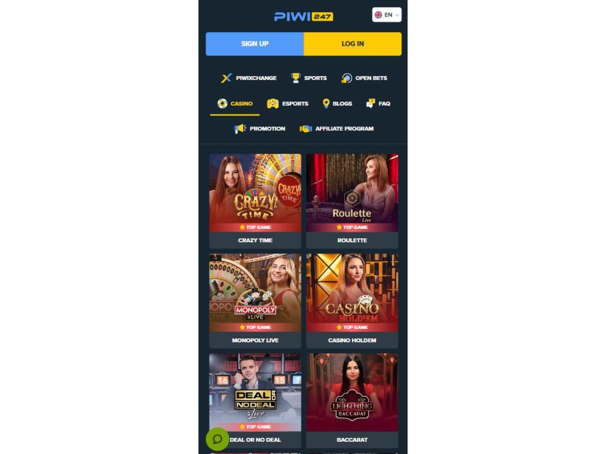 Casino Games On Piwi247 Mobile