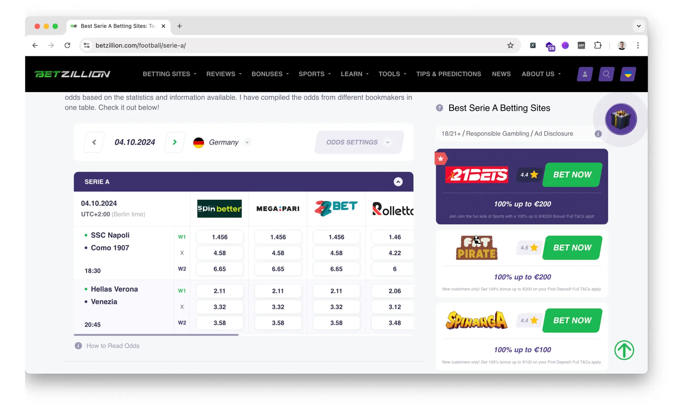 Odds Monitor Example
