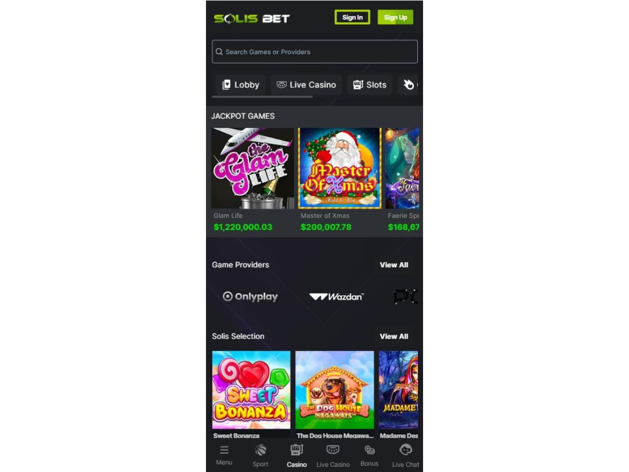 Enjoy Gaming on SolisBet Mobile Casino