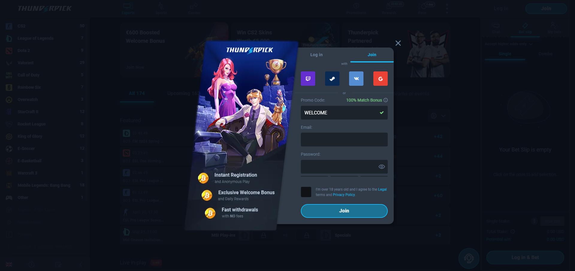 Join ThunderPick and Create Your Account