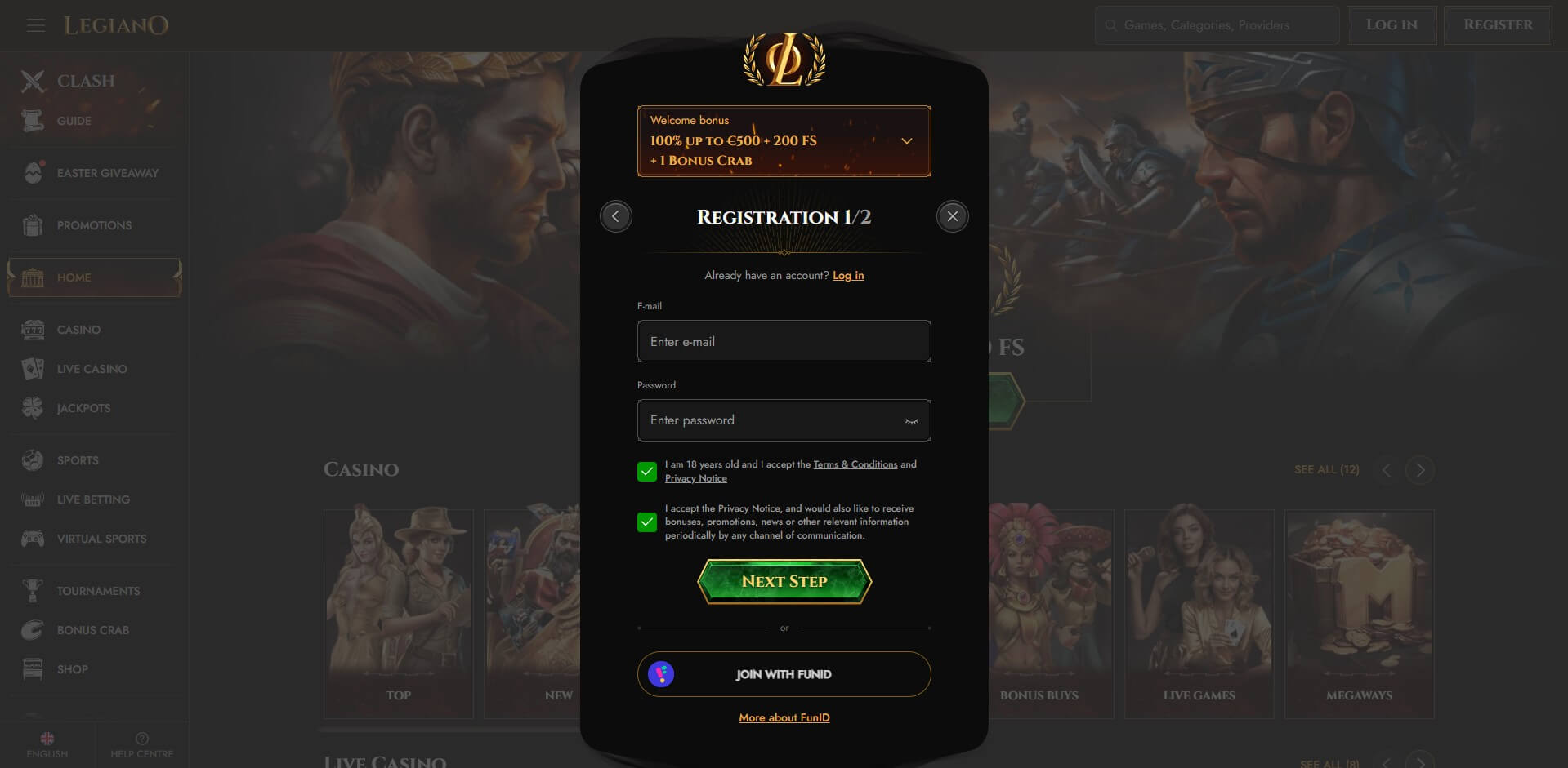 Legiano: Sign Up and Join the Action