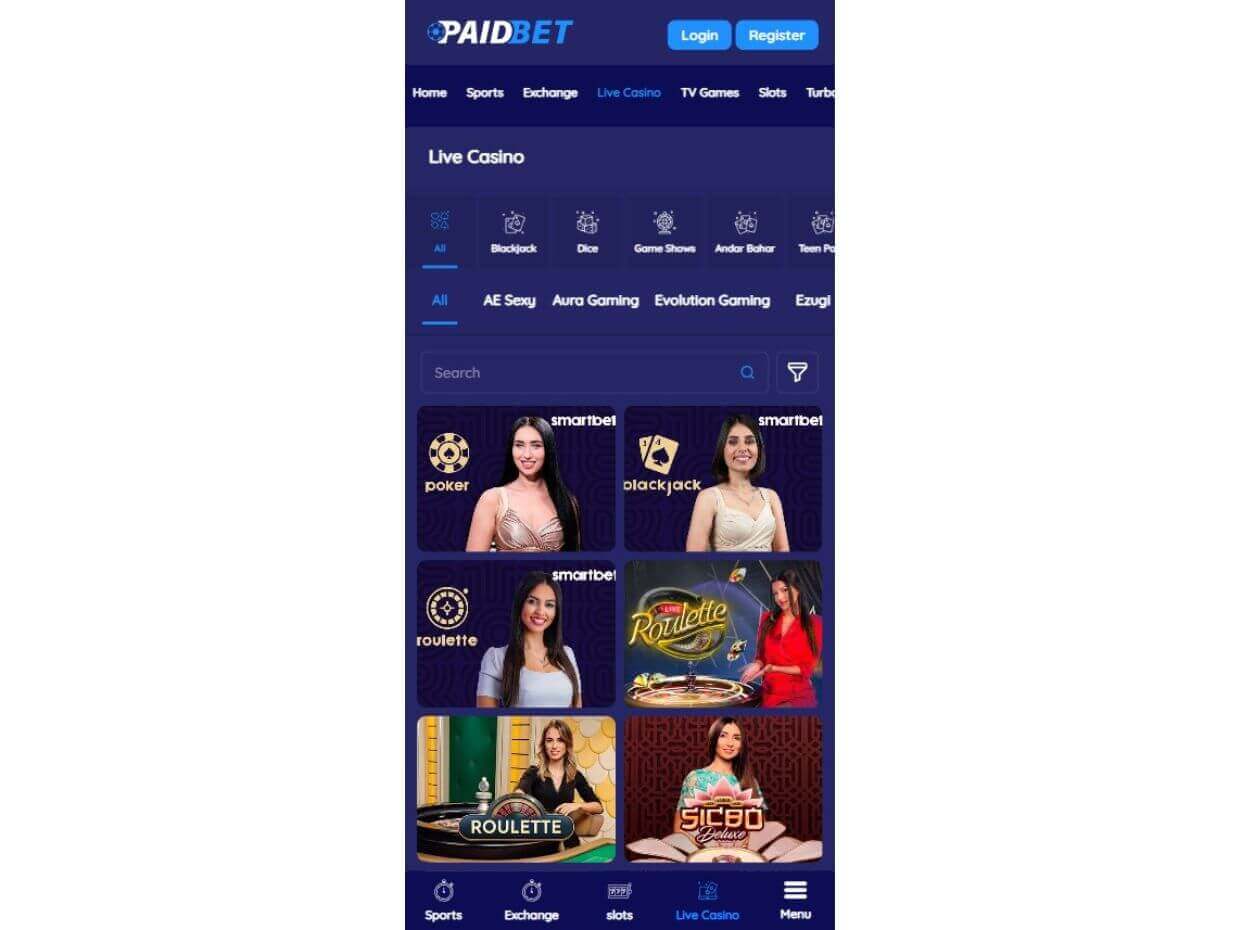 Mobile Live Casino PaidBet