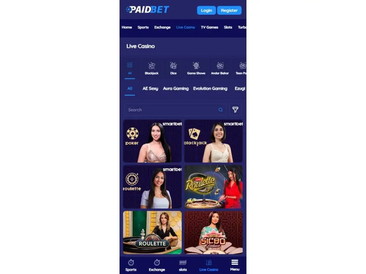 Mobile Live Casino PaidBet