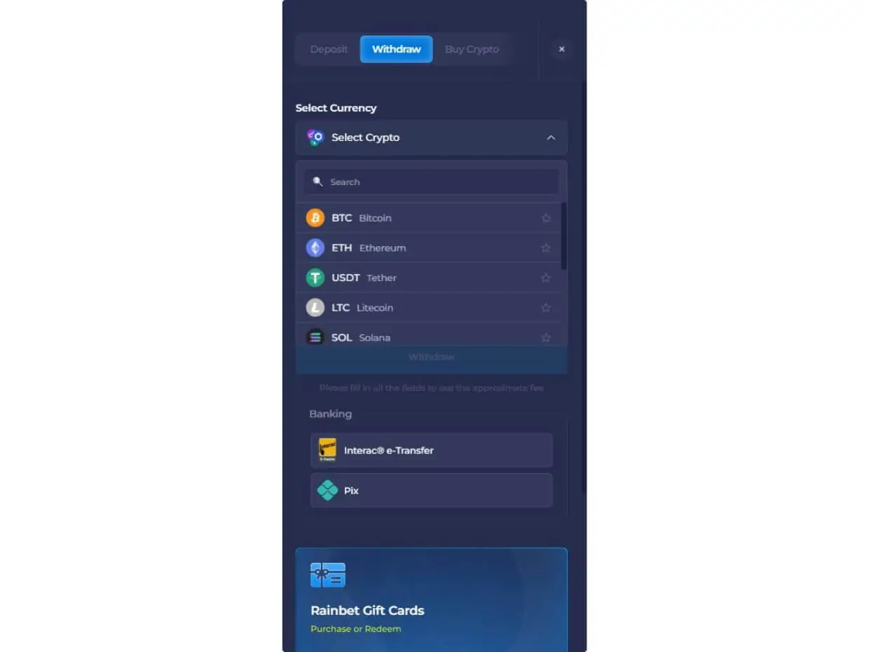 How to Withdraw Funds on Rainbet Mobile