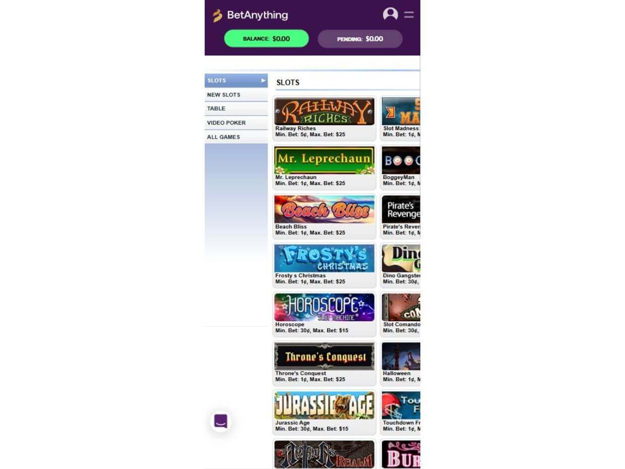 Betanything Mobile Casino