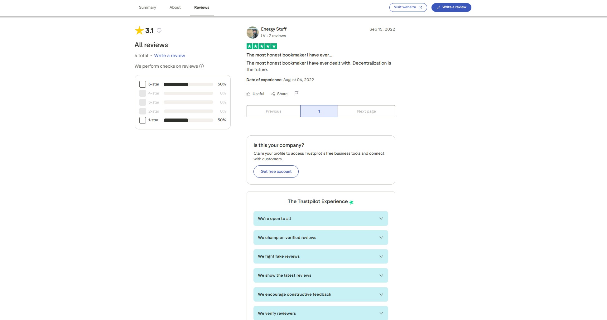 Trustpilot Bookmaker.xyz 3