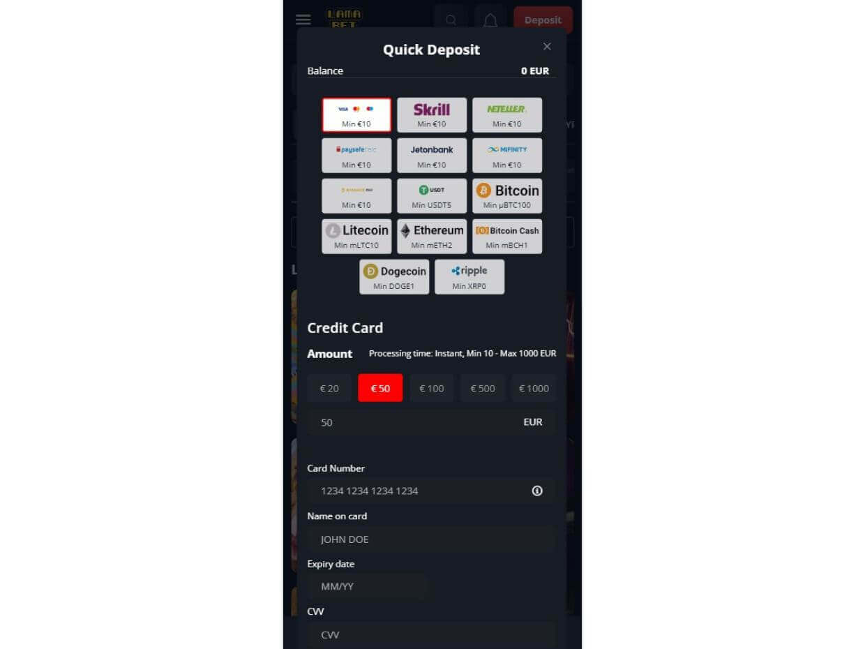 Lamabet Mobile Deposit