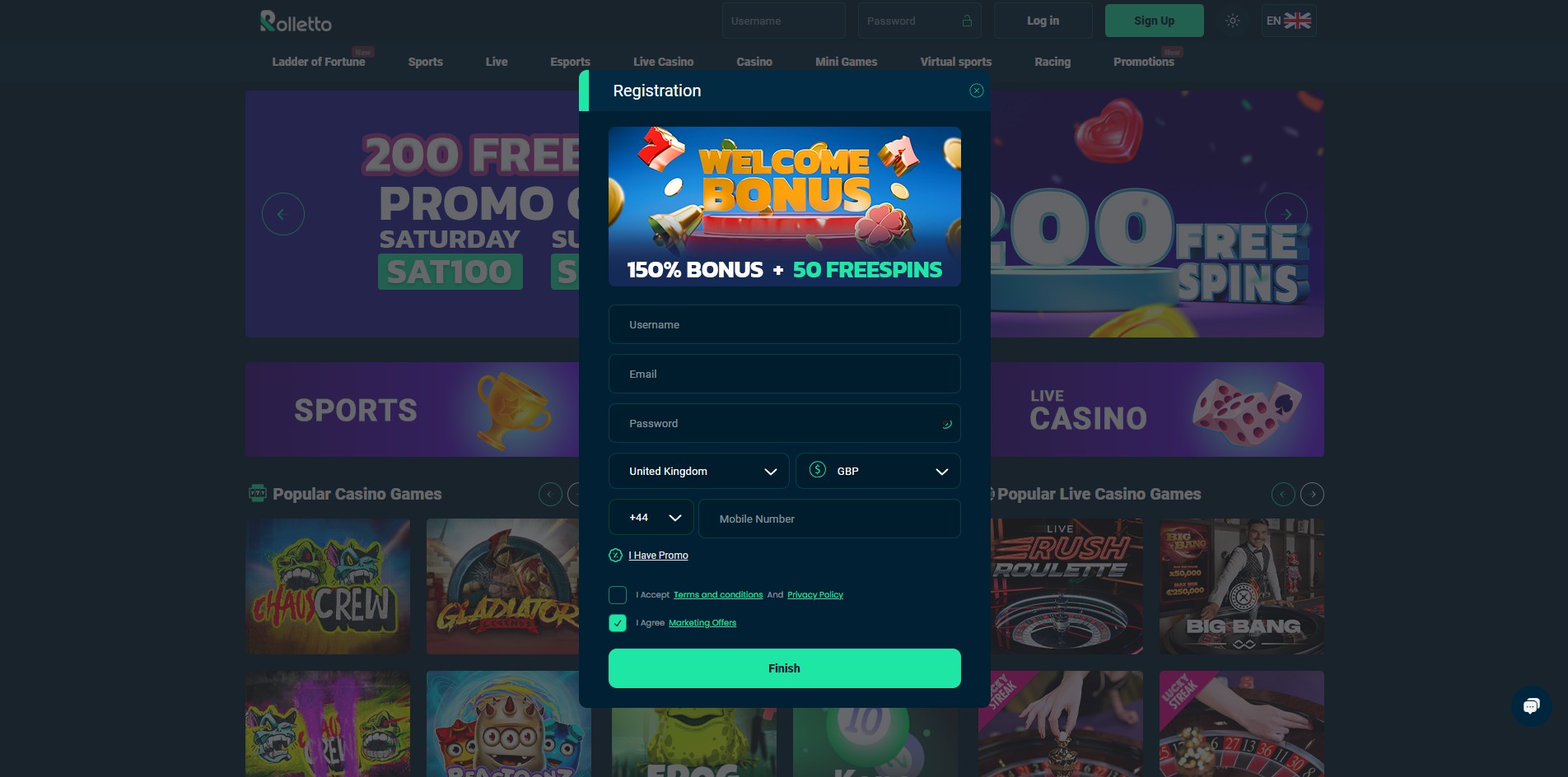 Rolletto Uk Sign Up