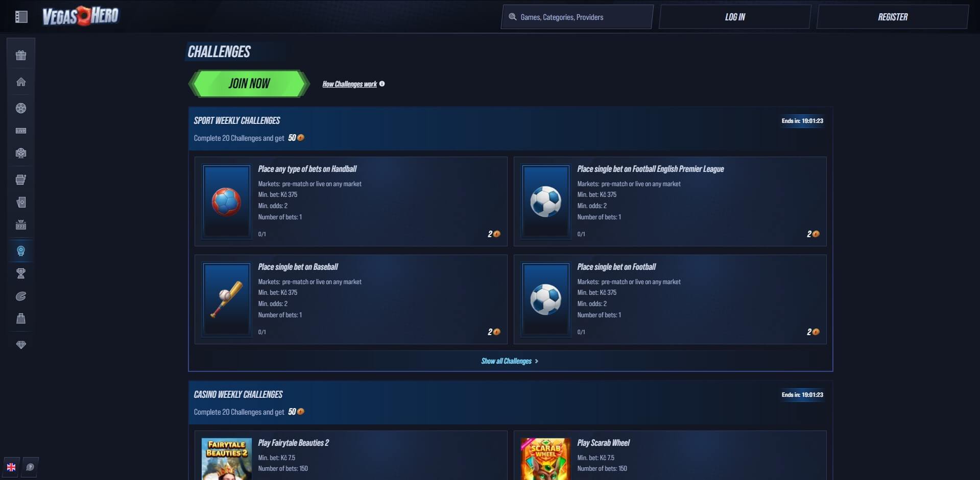 Vegashero Challenges