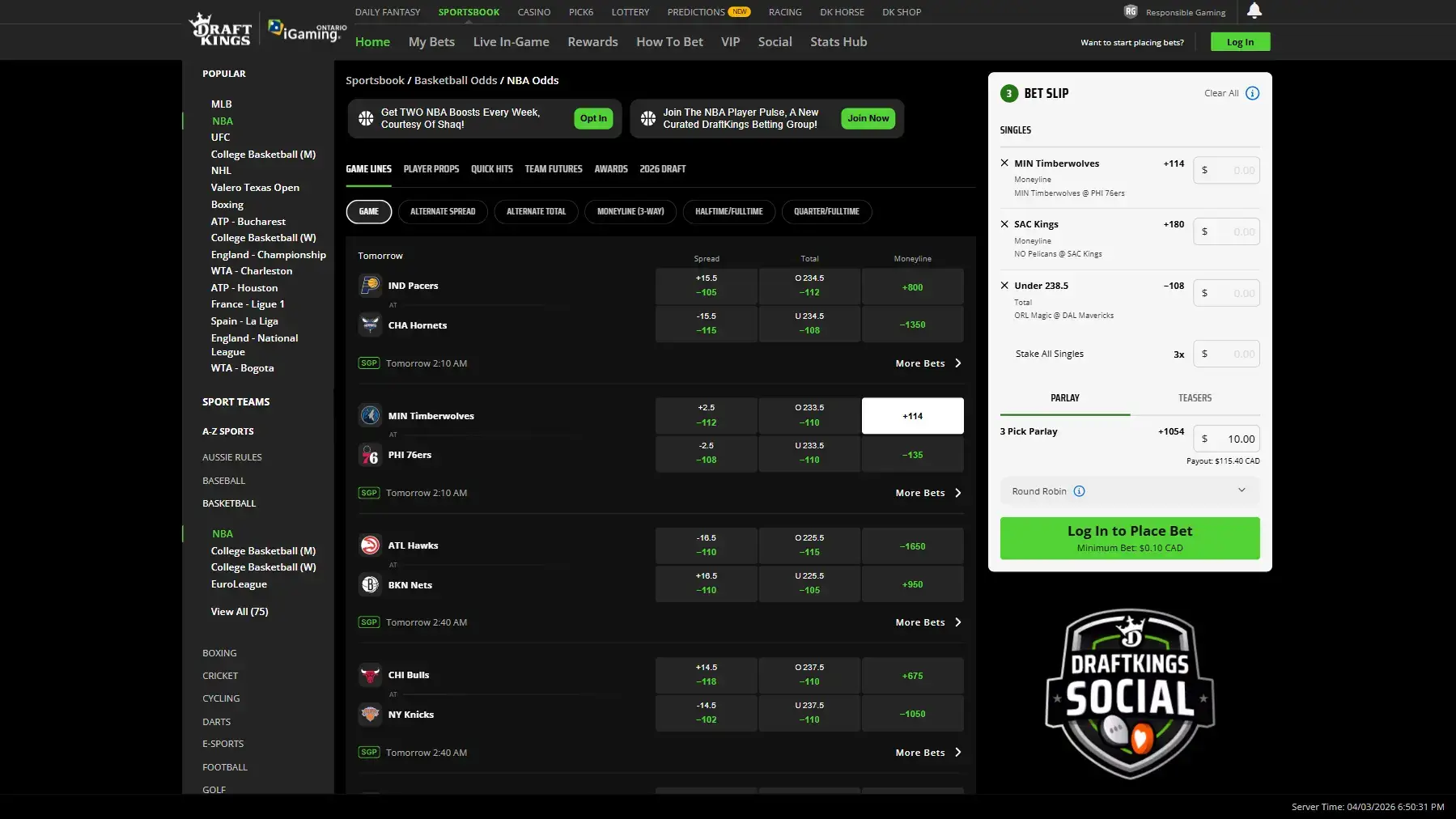 DraftKings Website
