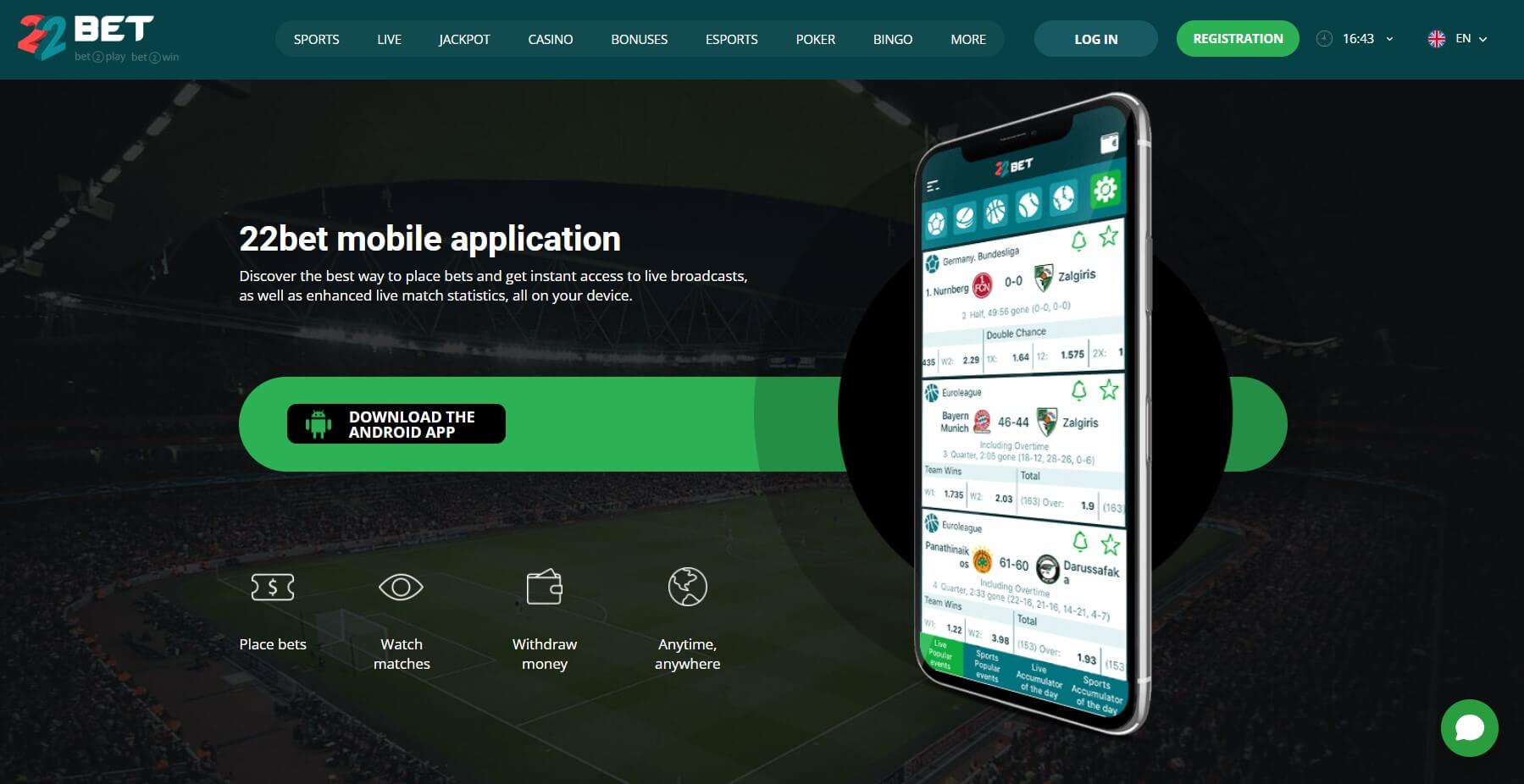 22Bet Mobile Application